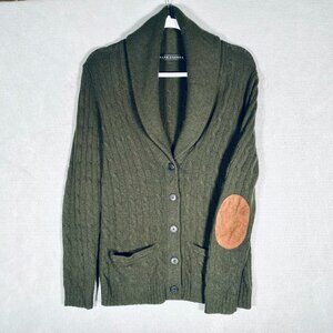 Ralph Lauren Black Label Cashmere Sweater Womens S Green Elbow Patches Preppy